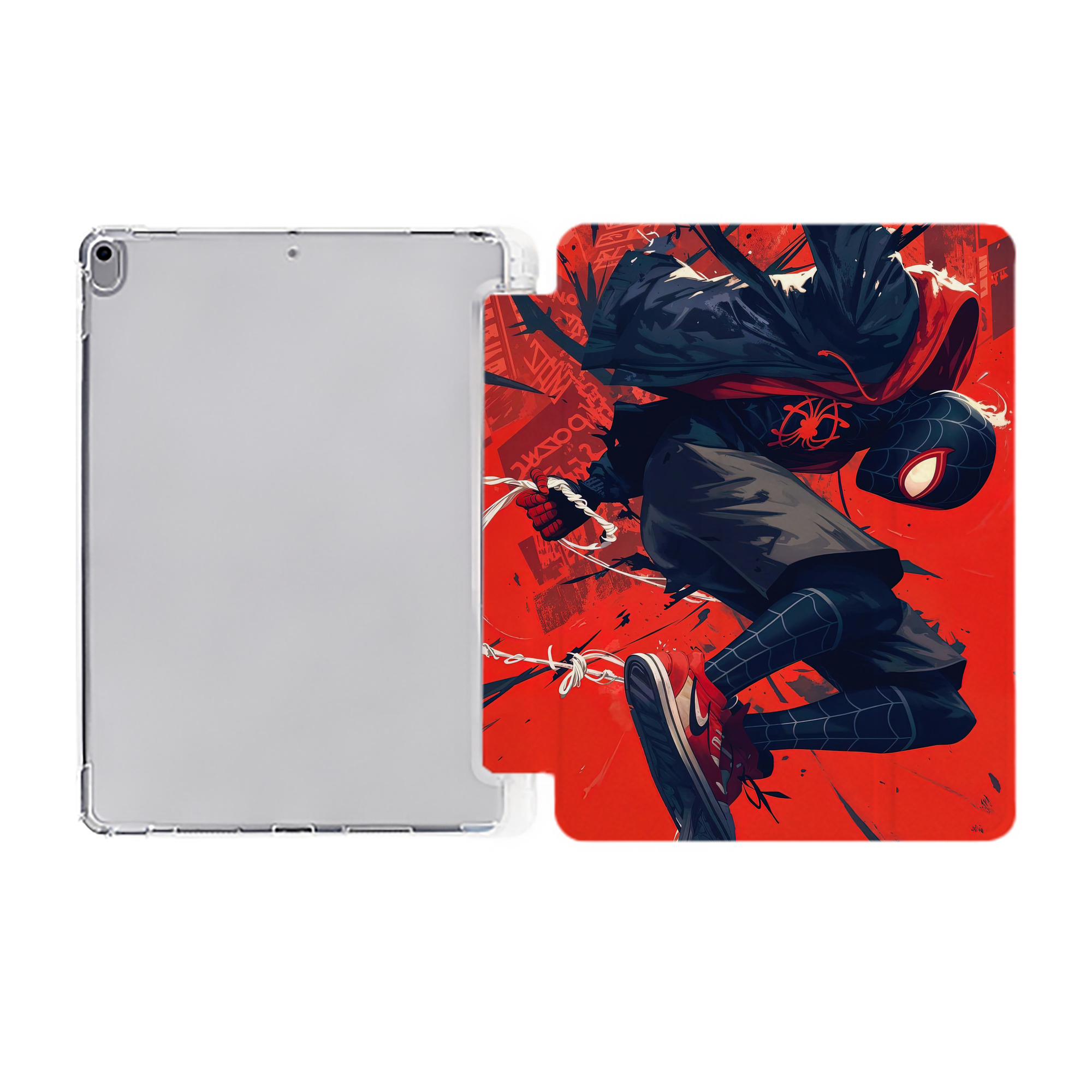 （画像用） Spider Man スパイダーマン IPad ケース ペン収納付き 三つ折りスタンド PUレザー×シリコン 対応機種9.5/10.5/10.9インチ